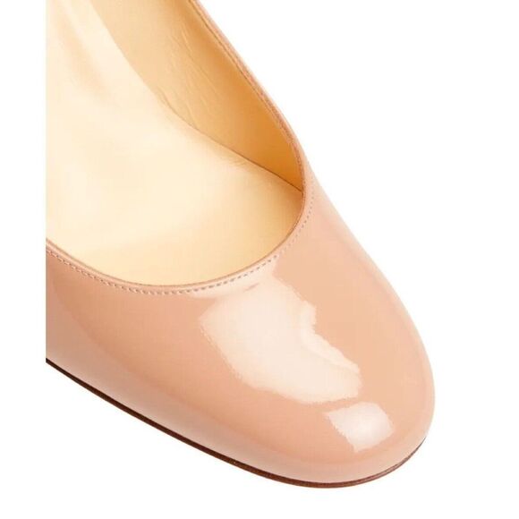 CHRISTIAN LOUBOUTIN Miss Sab 85 Patent Leather Block Heel Pumps Blush 39.5 - Picture 4 of 11